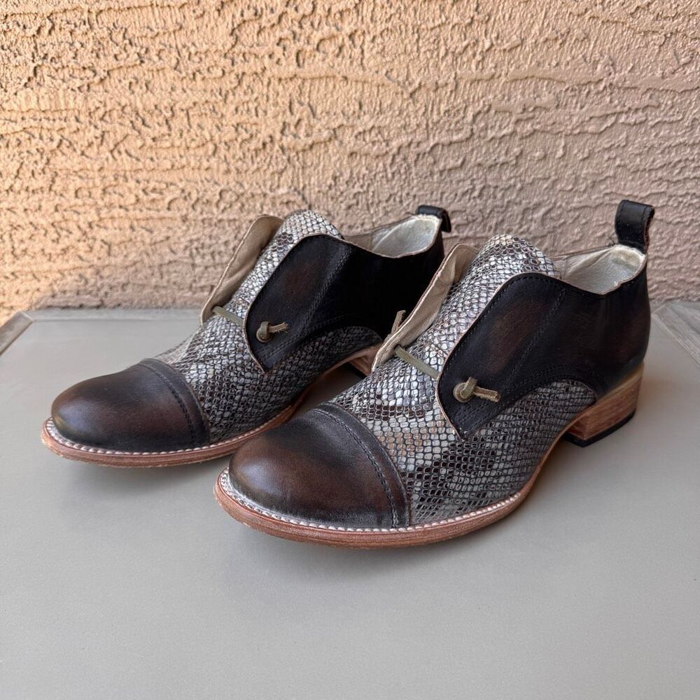 Freebird Steven Mabel Leather Western Oxford Shoes Distressed Snakeskin Size 11